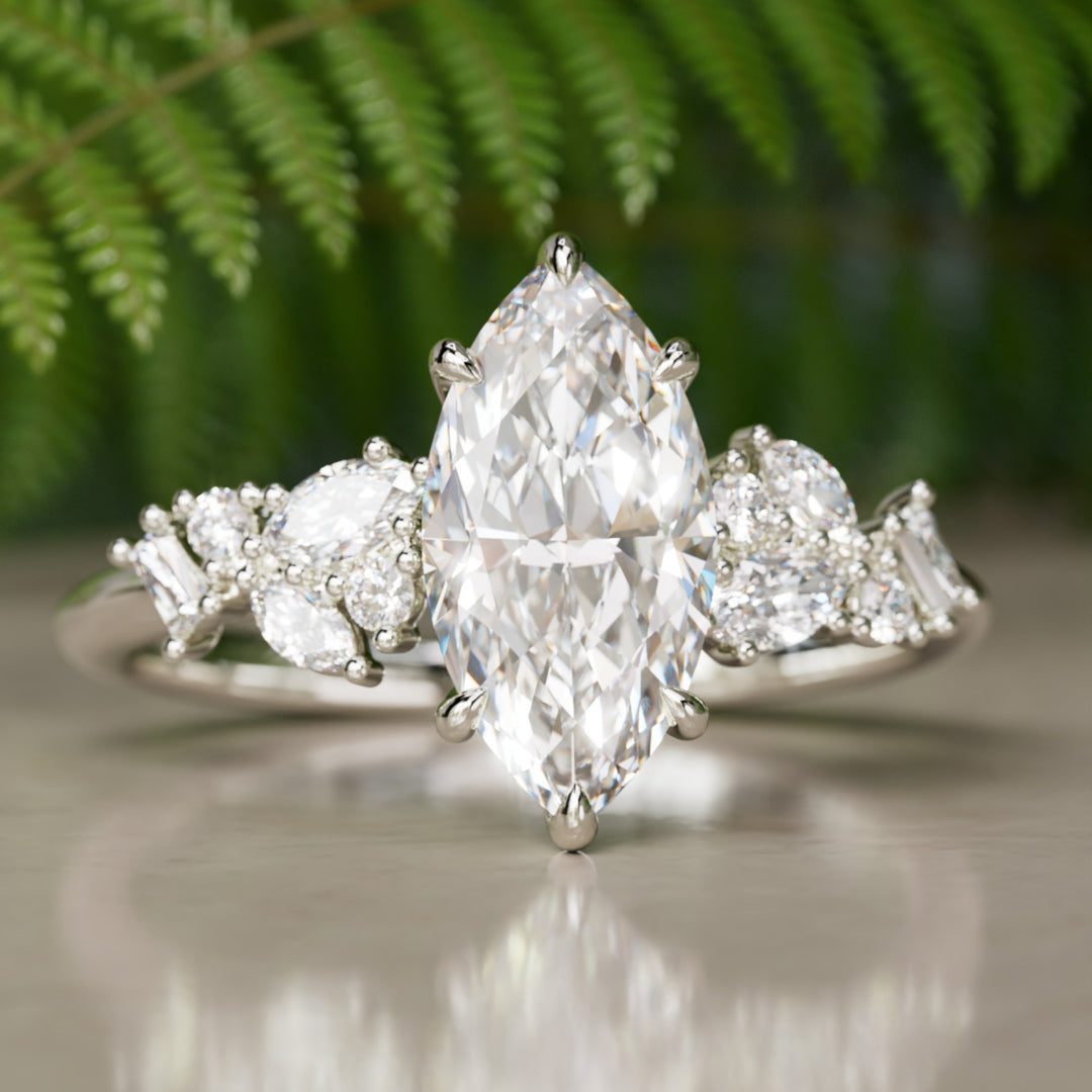 Phaedra Marquise Lab Diamond Unique Engagement Ring Nature Inspired By Valley Rose