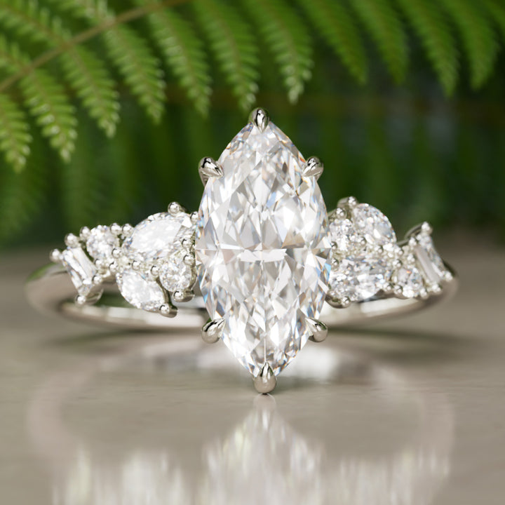 Phaedra Marquise Lab Diamond Unique Engagement Ring Nature Inspired By Valley Rose