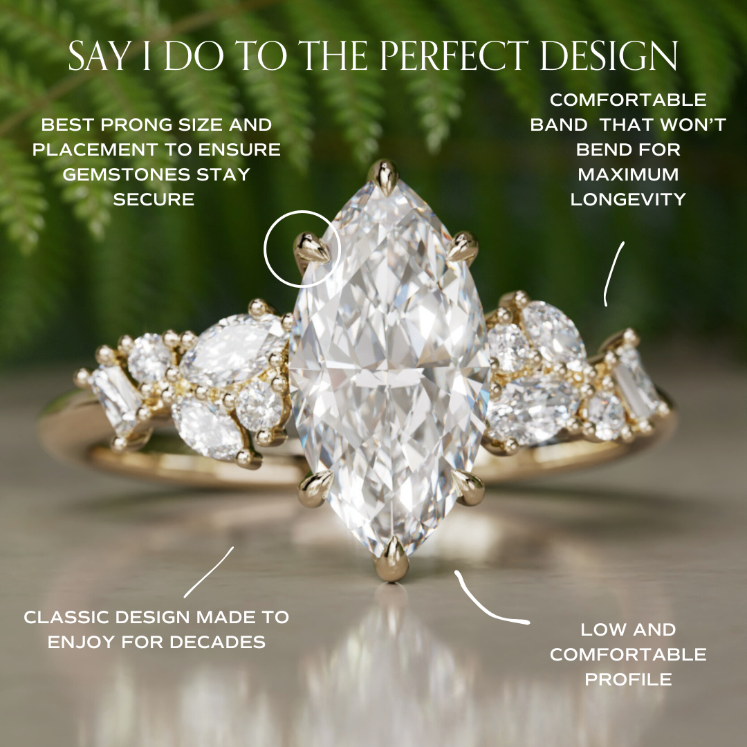 Phaedra Marquise Lab Diamond Unique Engagement Ring Nature Inspired By Valley Rose