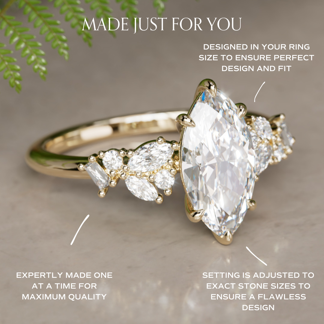 Phaedra Marquise Lab Diamond Unique Engagement Ring Nature Inspired By Valley Rose