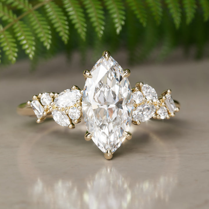 Phaedra Marquise Lab Diamond Unique Engagement Ring Nature Inspired By Valley Rose