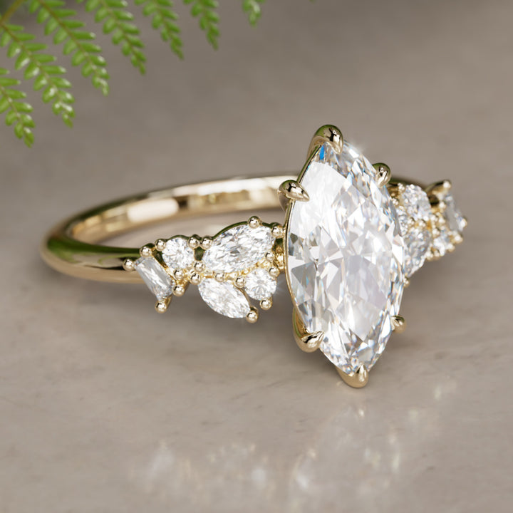 Phaedra Marquise Lab Diamond Unique Engagement Ring Nature Inspired By Valley Rose