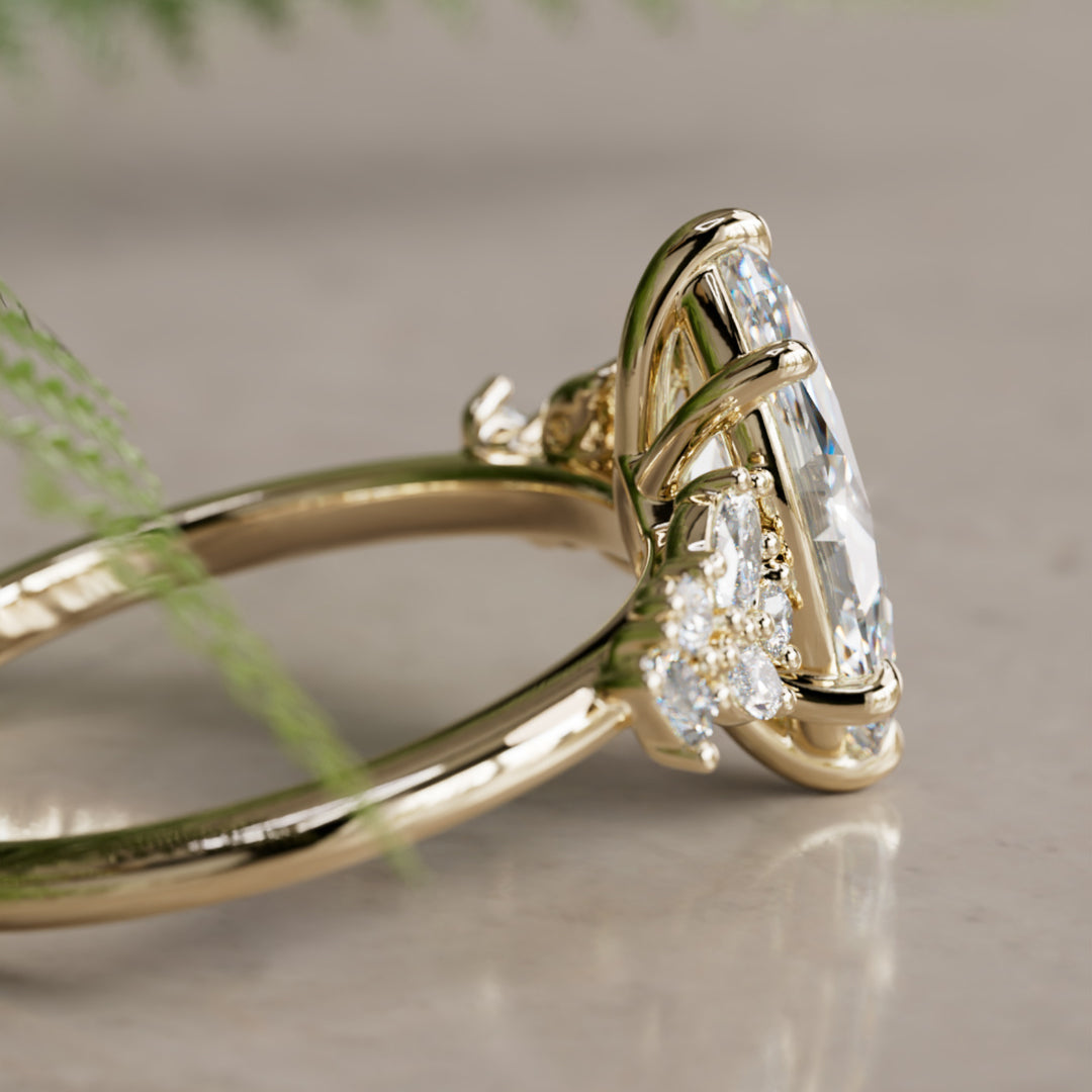 Phaedra Marquise Lab Diamond Unique Engagement Ring Nature Inspired By Valley Rose