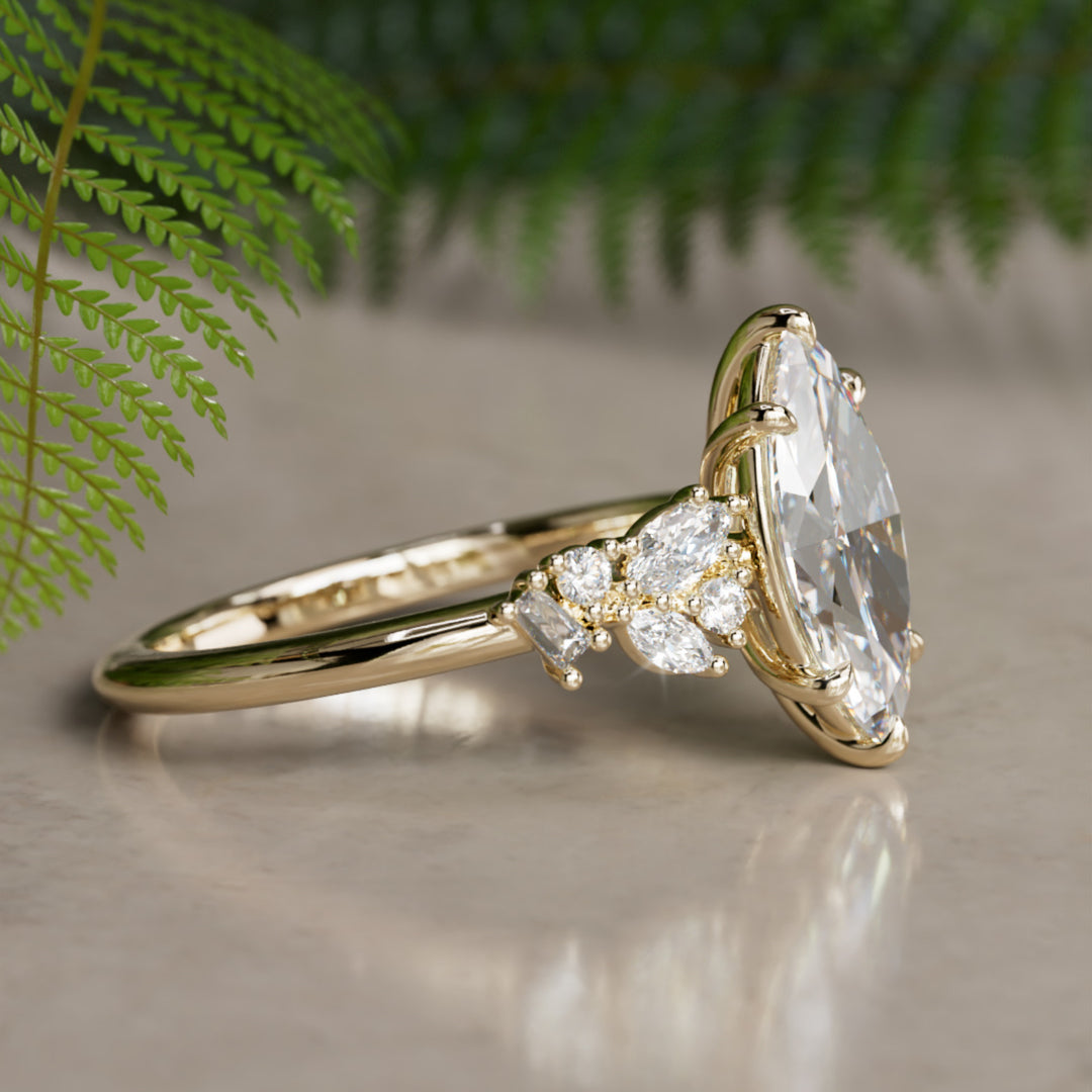 Phaedra Marquise Lab Diamond Unique Engagement Ring Nature Inspired By Valley Rose