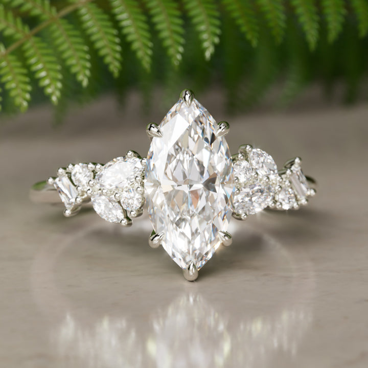 Phaedra Marquise Lab Diamond Unique Engagement Ring Nature Inspired By Valley Rose