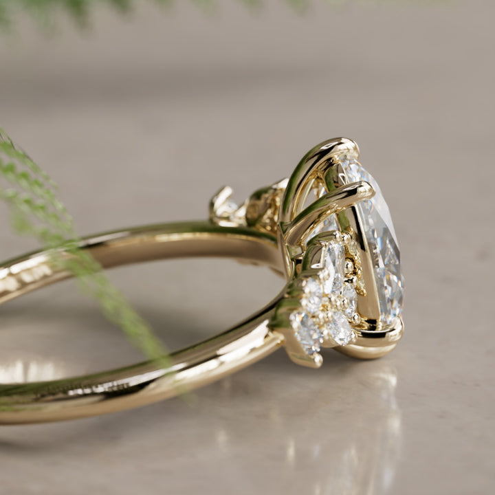 Phaedra Oval Lab Diamond Unique Engagement Ring Nature Inspired By Valley Rose