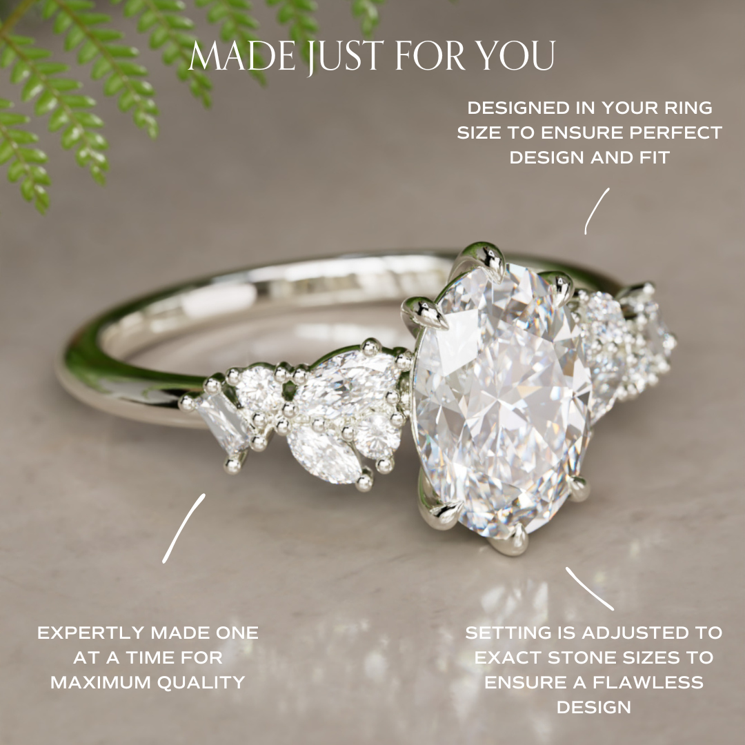 Phaedra Oval Lab Diamond Unique Engagement Ring Nature Inspired By Valley Rose