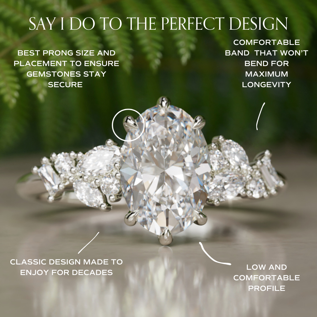 Phaedra Oval Lab Diamond Unique Engagement Ring Nature Inspired By Valley Rose