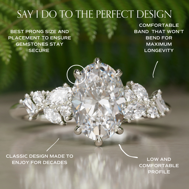 Phaedra Oval Lab Diamond Unique Engagement Ring Nature Inspired By Valley Rose