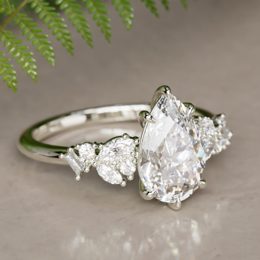 Phaedra Pear Lab Diamond Unique Engagement Ring Nature Inspired By Valley Rose