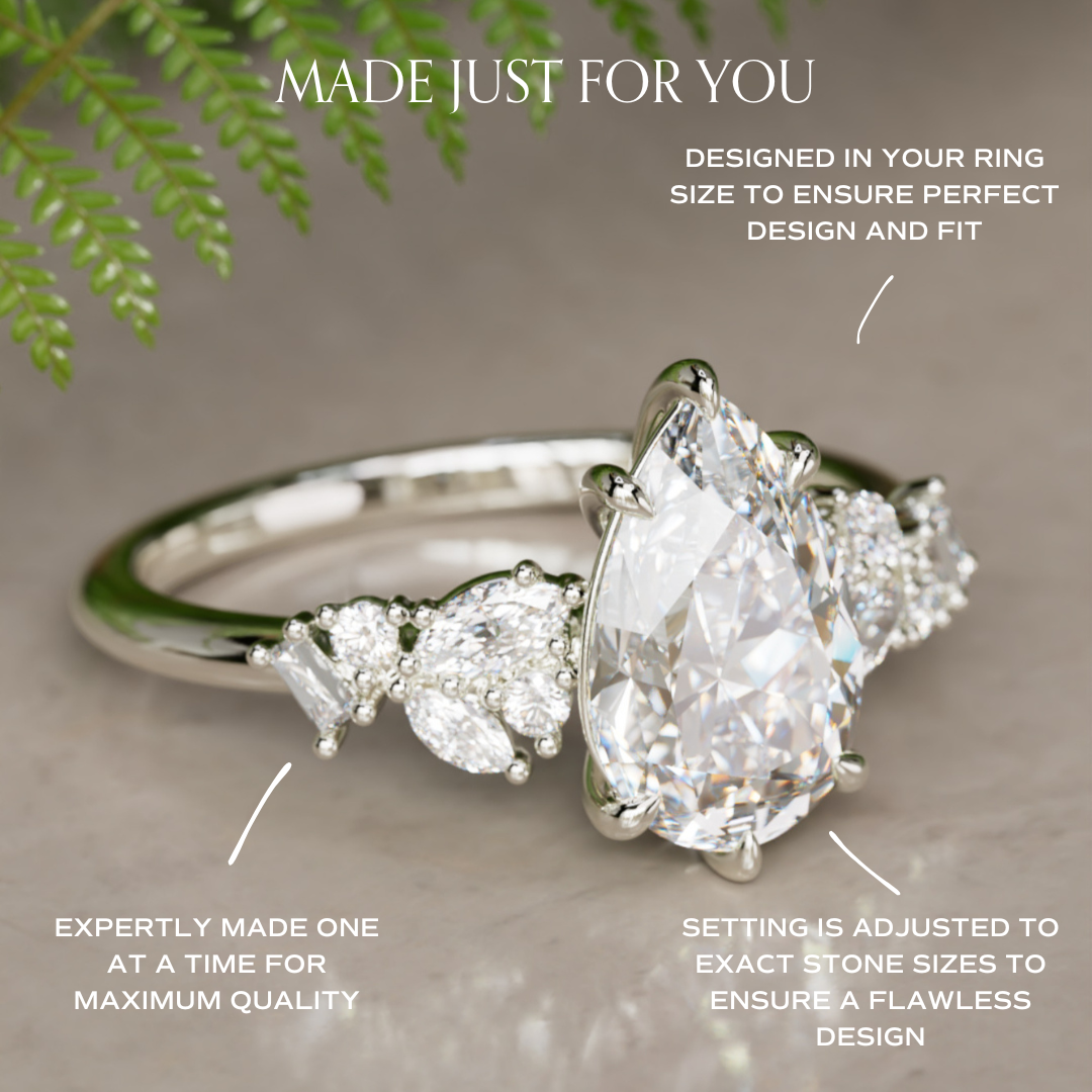 Phaedra Pear Lab Diamond Unique Engagement Ring Nature Inspired By Valley Rose