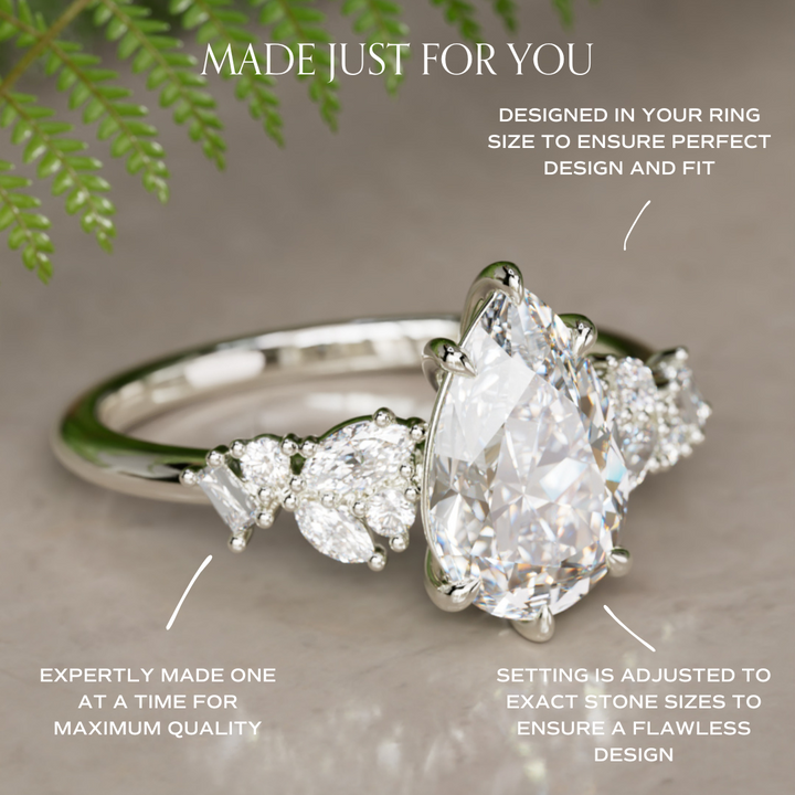 Phaedra Pear Lab Diamond Unique Engagement Ring Nature Inspired By Valley Rose
