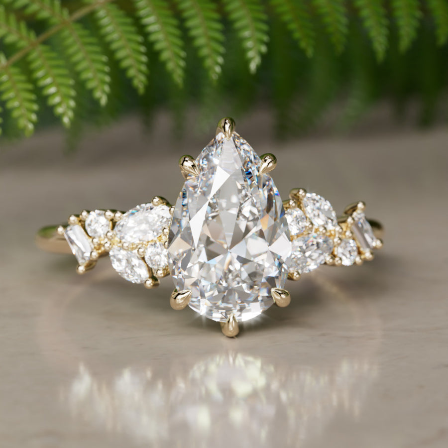 Phaedra Pear Lab Diamond Unique Engagement Ring Nature Inspired By Valley Rose