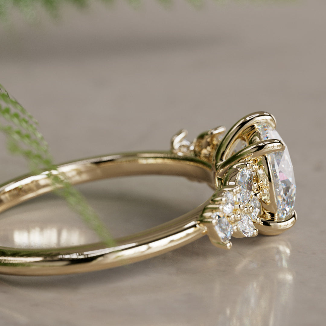 Philomena Marquise Labor Diamant Einzigartiger Verlobungsring Naturinspiriert