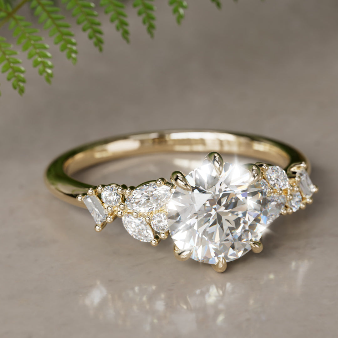 Philomena Marquise Labor Diamant Einzigartiger Verlobungsring Naturinspiriert
