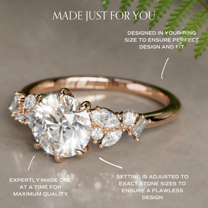 Philomena Marquise Labor Diamant Einzigartiger Verlobungsring Naturinspiriert