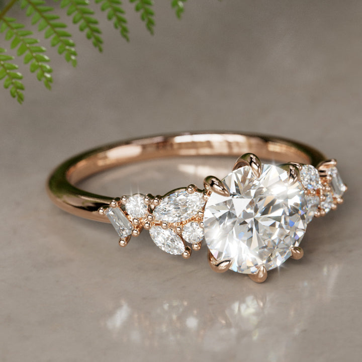Philomena Marquise Labor Diamant Einzigartiger Verlobungsring Naturinspiriert