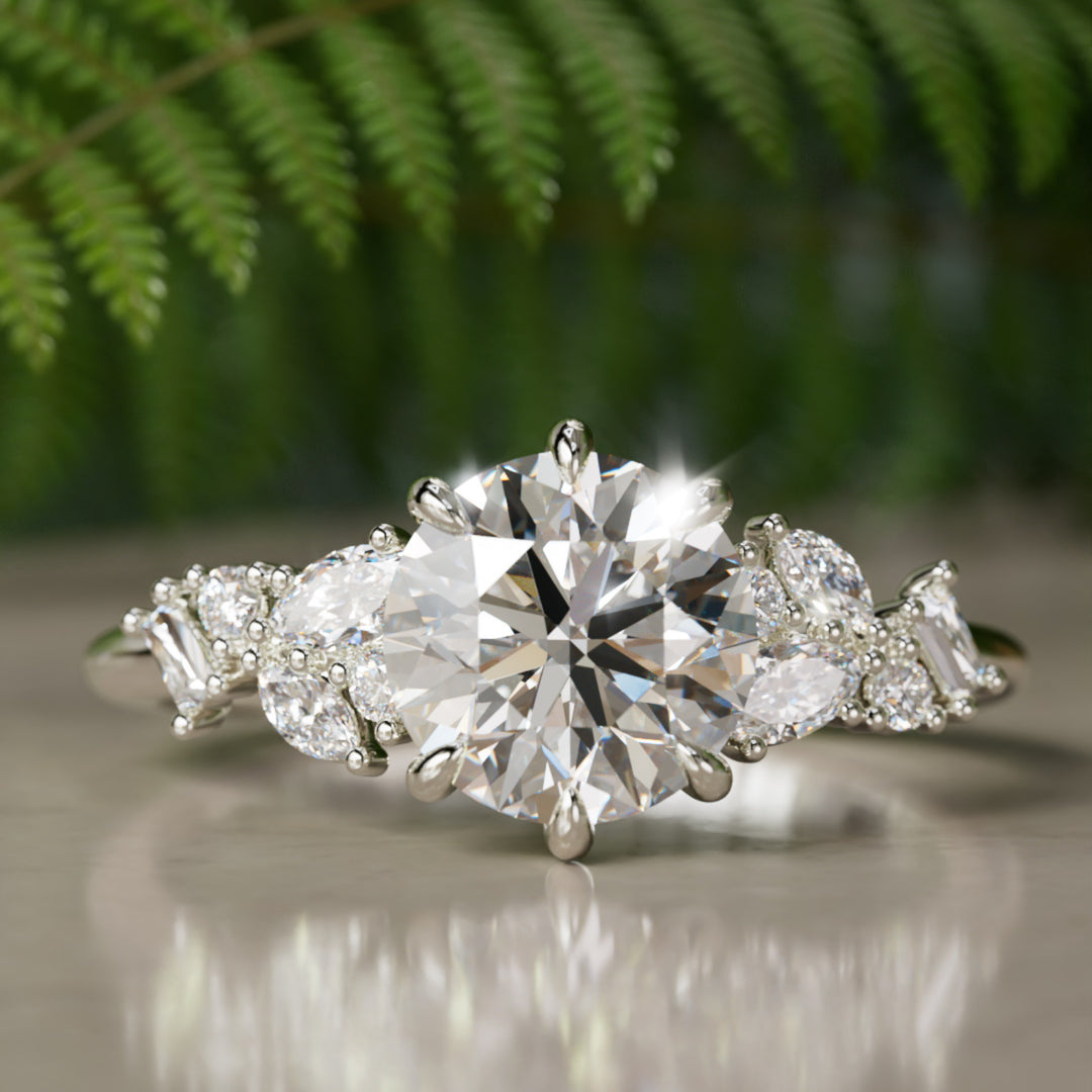 Philomena Marquise Labor Diamant Einzigartiger Verlobungsring Naturinspiriert