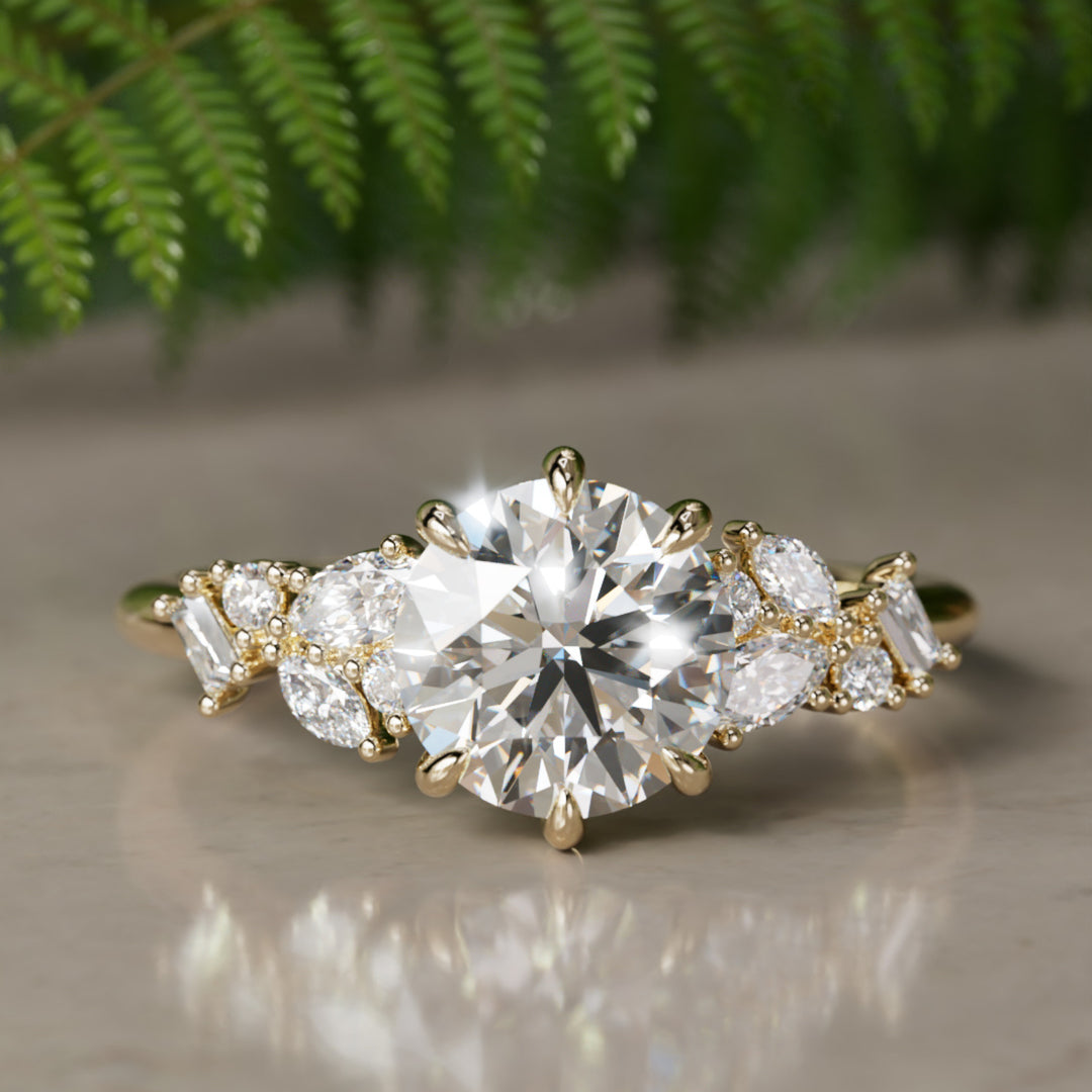 Philomena Marquise Labor Diamant Einzigartiger Verlobungsring Naturinspiriert