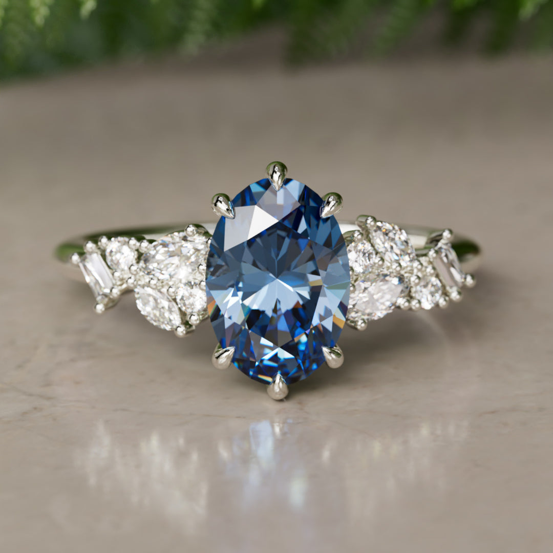 Унікальна овальна обручка з лабораторно вирощеним діамантом Phaedra, натхненна природою