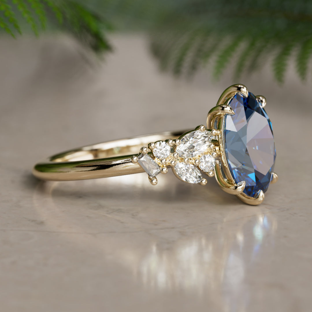 Унікальна овальна обручка з лабораторно вирощеним діамантом Phaedra, натхненна природою