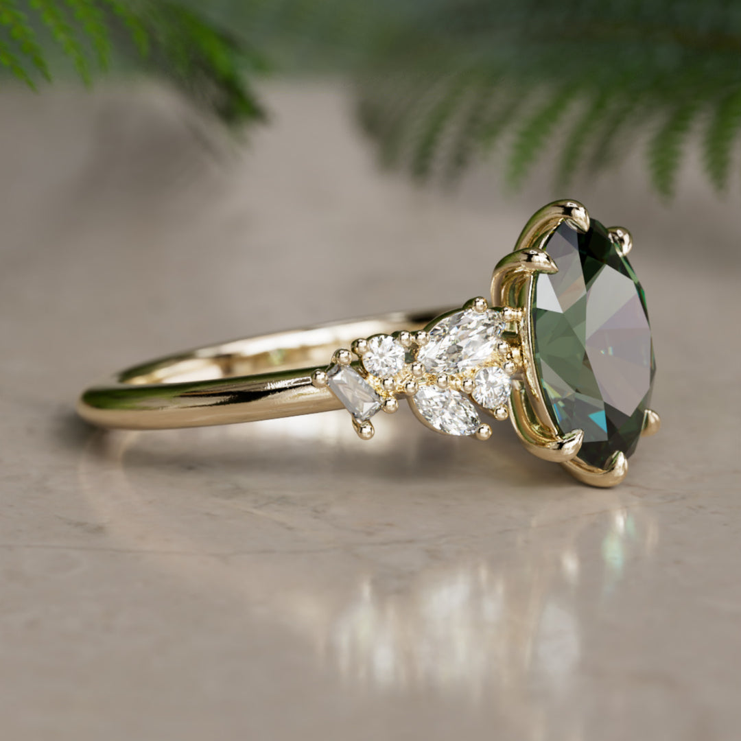 Phaedra Oval Laboratoriediamant Unik Forlovelsesring Naturinspirert