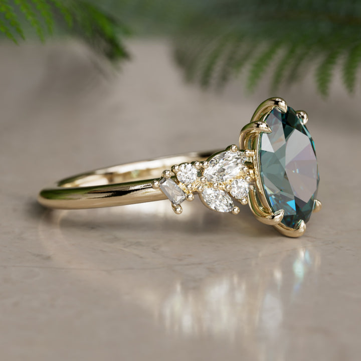 Phaedra Ovaler Labor-Diamant Einzigartiger Verlobungsring Naturinspiriert