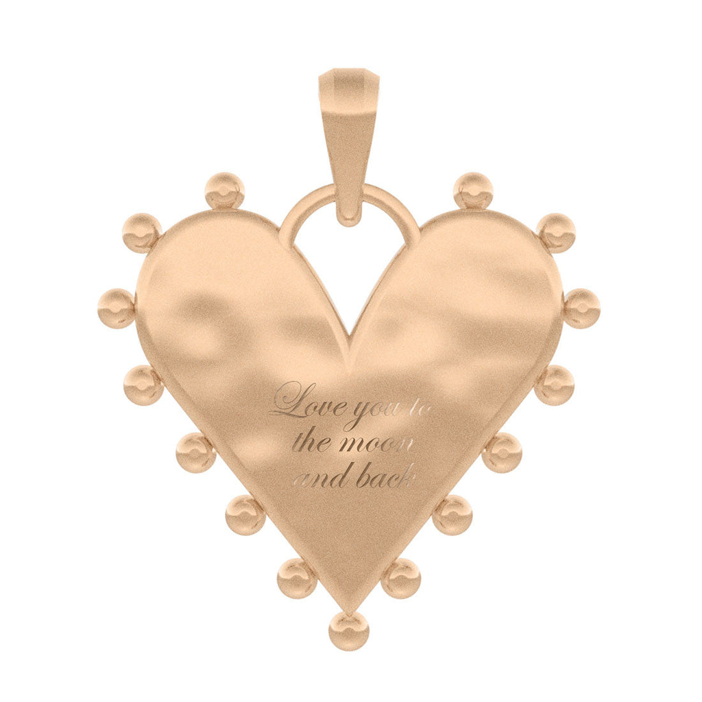 Custom Initial Fluted Gold & Diamond Heart Charm Pendant By Valley Rose Ethical Jewelry