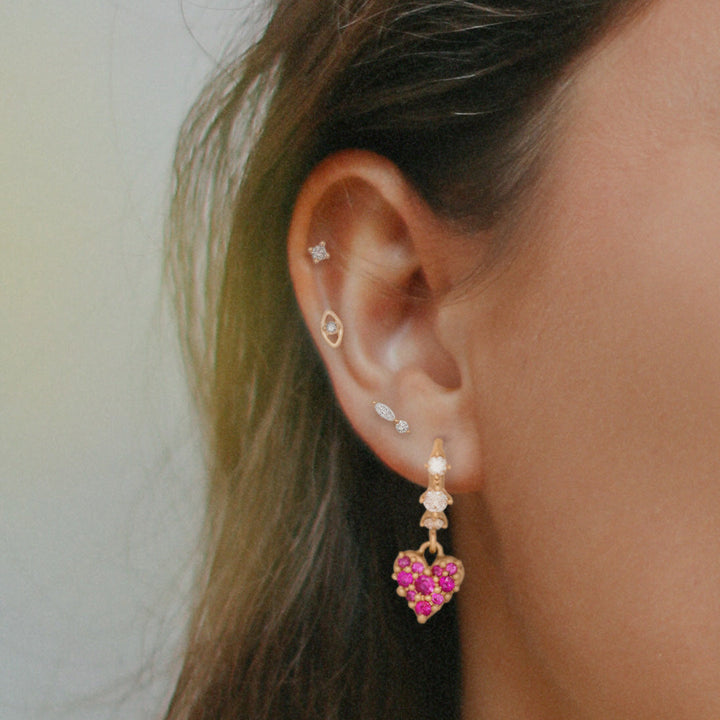 Marquise Diamond Gold Earring Studs By Valley Rose Ethical Jewelry
