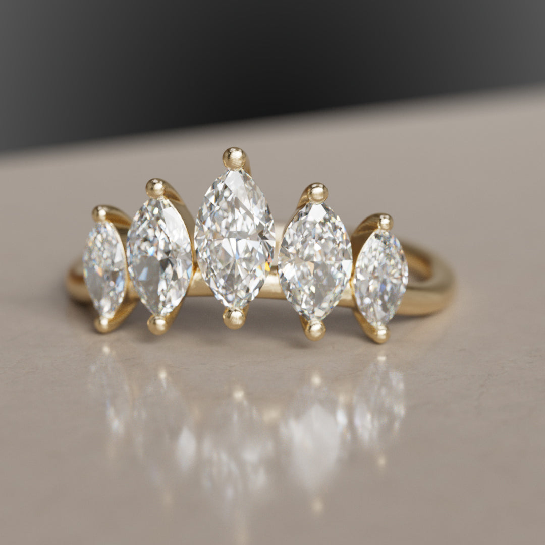 Philippa Celestial Unique Marquise Lab Diamond Crown Ring (Ready to Ship)