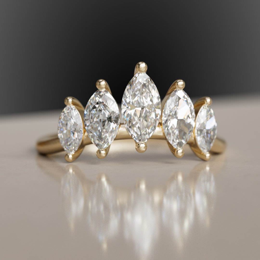 Philippa Celestial Unique Marquise Lab Diamond Crown Ring (Ready to Ship)