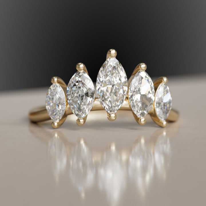 Philippa Celestial Unique Marquise Lab Diamond Crown Ring (Ready to Ship)