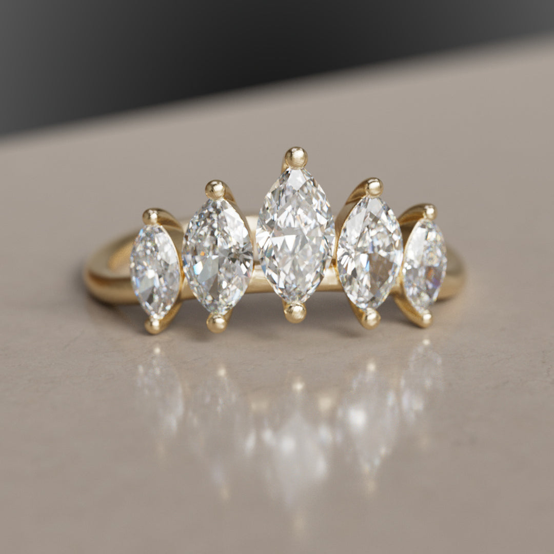 Philippa Celestial Unique Marquise Lab Diamond Crown Ring (Ready to Ship)