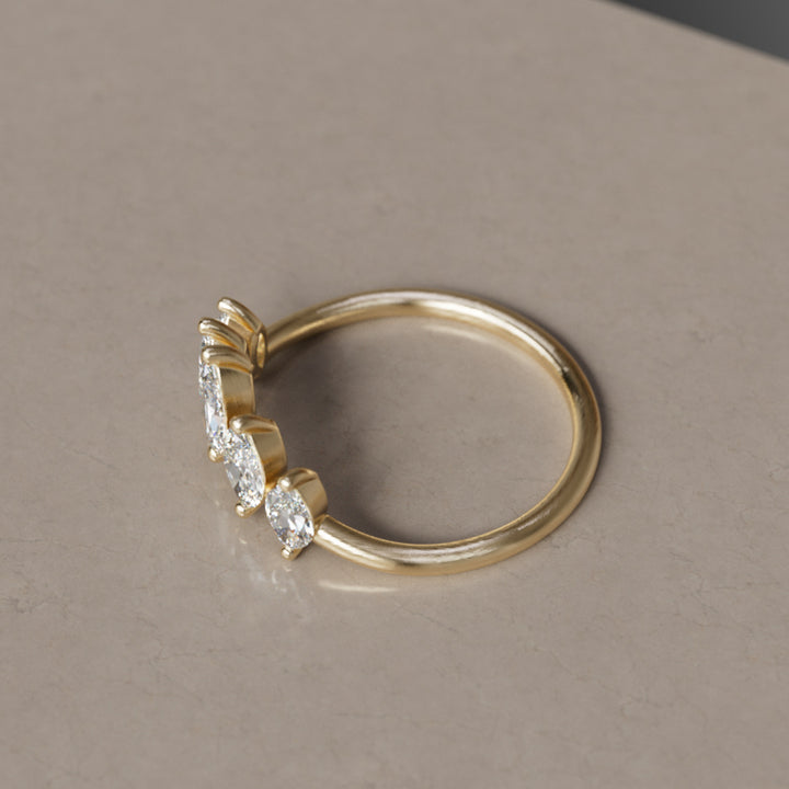 Philippa Celestial Unique Marquise Lab Diamond Crown Ring (Ready to Ship)