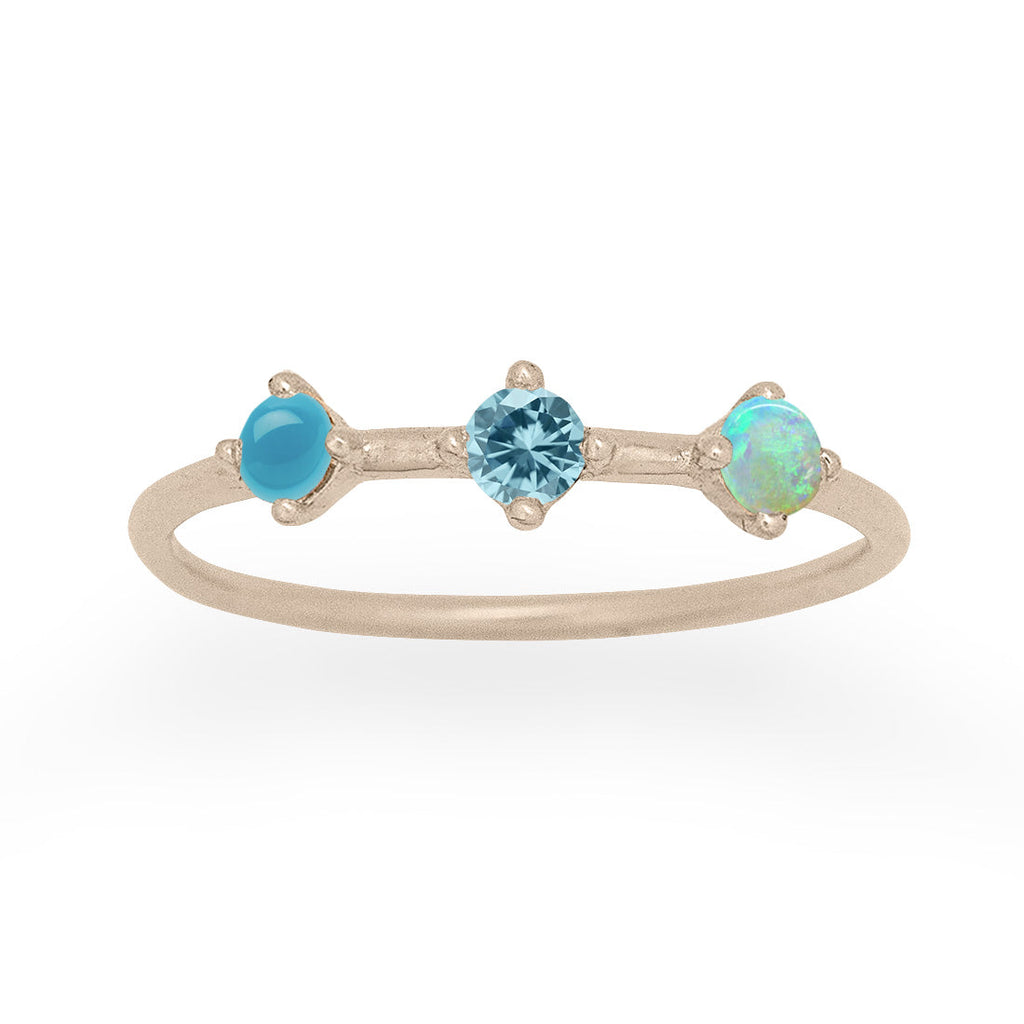 Pisces Zodiac Celestial Orion Constellation Gemstone Ring with Birthstones By Valley Rose