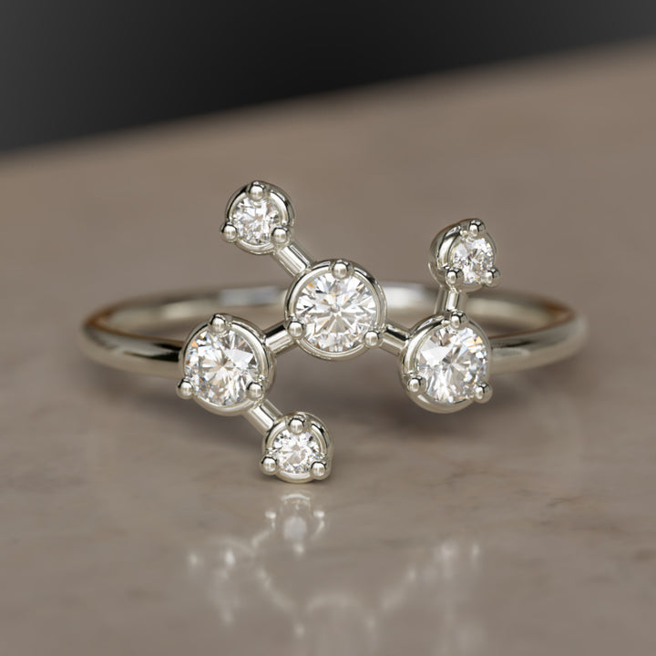 Pleiades Celestial Constellation Unique Ring with Diamonds