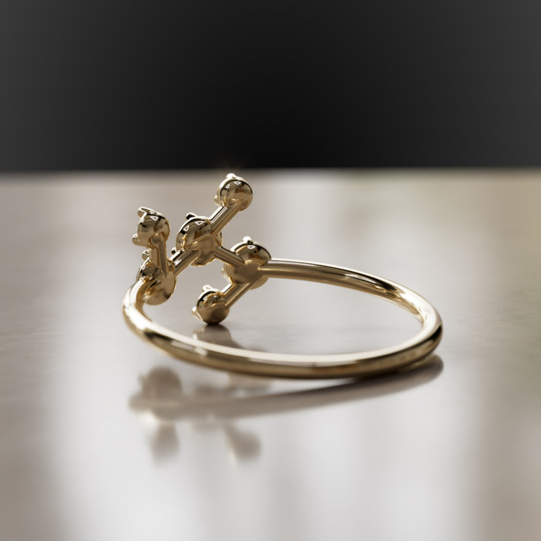 Pleiades Celestial Constellation Unique Ring with Diamonds