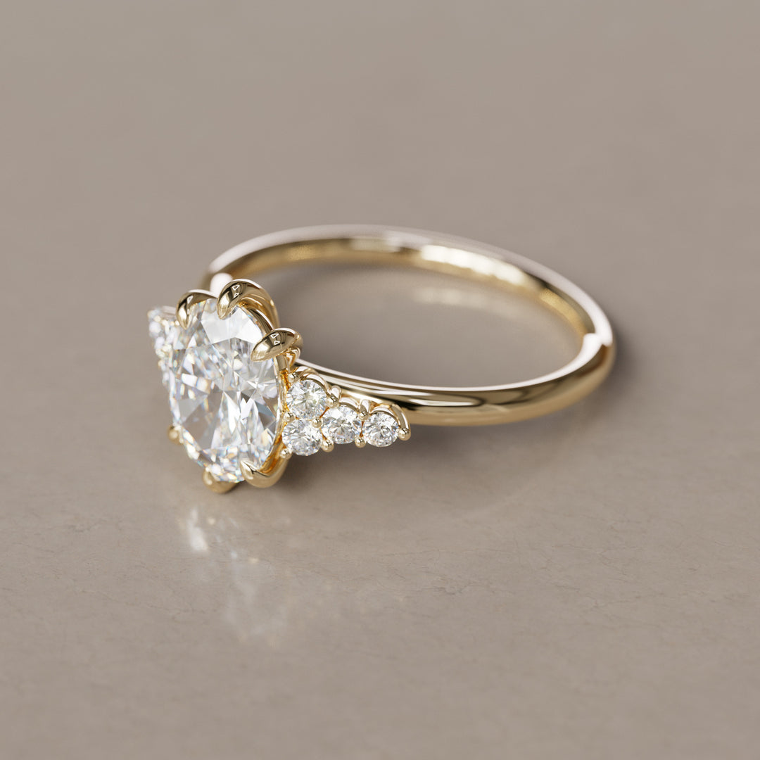 Celestial engagement ring Nature Inspired with Oval Diamond By Valley Rose
