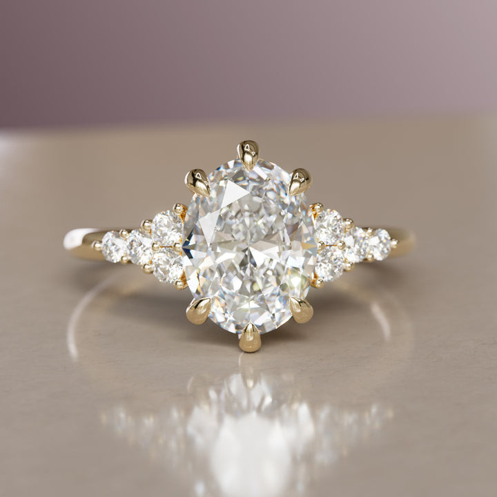 Celestial engagement ring Nature Inspired with Oval Diamond By Valley Rose