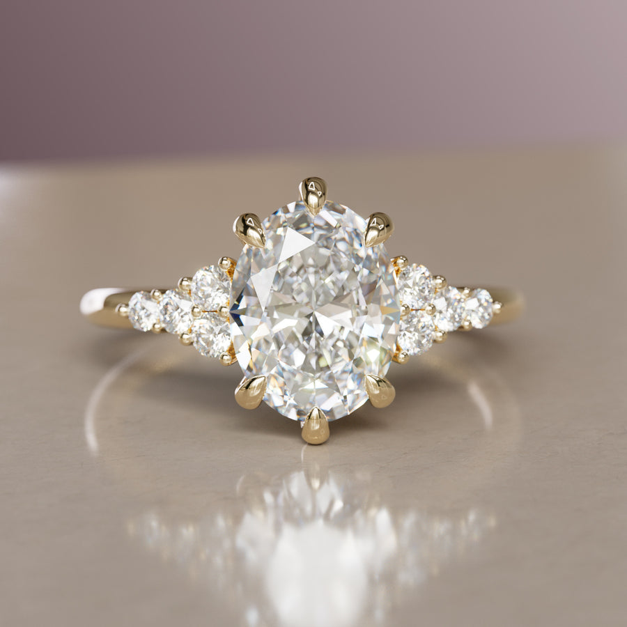 Celestial engagement ring Nature Inspired with Oval Diamond By Valley Rose