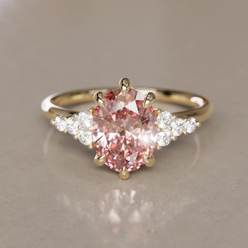 Plumeria Oval Pink Lab Diamond Unique Modern Engagement Ring By Valley Rose