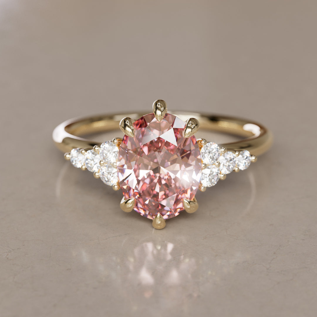 Plumeria Oval Pink Lab Diamond Unique Modern Engagement Ring By Valley Rose
