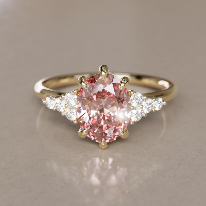 Plumeria Oval Pink Lab Diamond Unique Modern Engagement Ring By Valley Rose