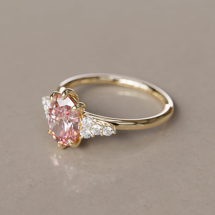 Plumeria Oval Pink Lab Diamond Unique Modern Engagement Ring By Valley Rose