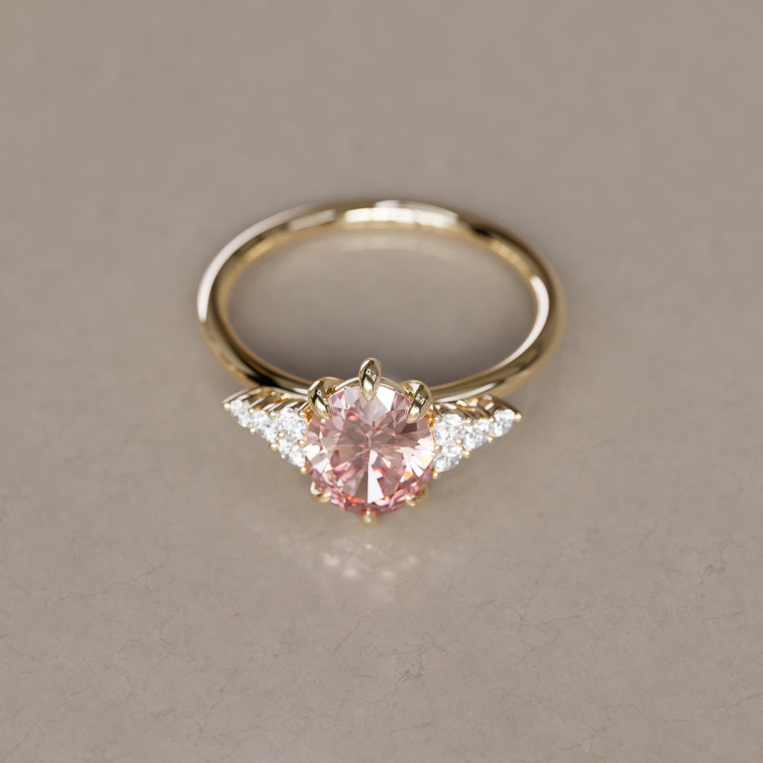 Plumeria Oval Pink Lab Diamond Unique Modern Engagement Ring By Valley Rose