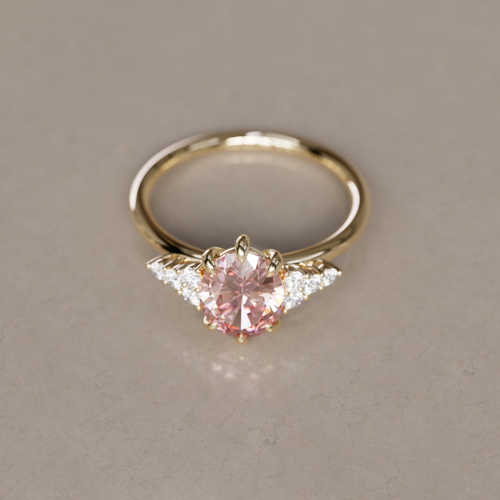 Plumeria Oval Pink Lab Diamond Unique Modern Engagement Ring By Valley Rose
