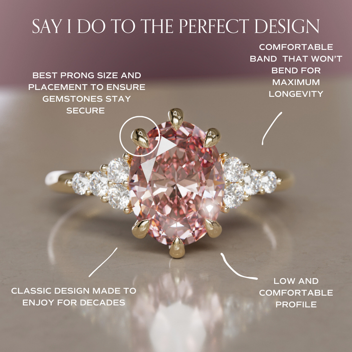 Plumeria Oval Pink Lab Diamond Unique Modern Engagement Ring By Valley Rose