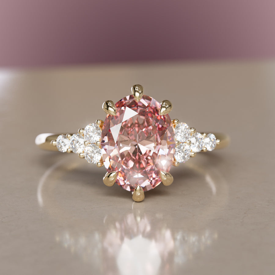 Plumeria Oval Pink Lab Diamond Unique Modern Engagement Ring By Valley Rose