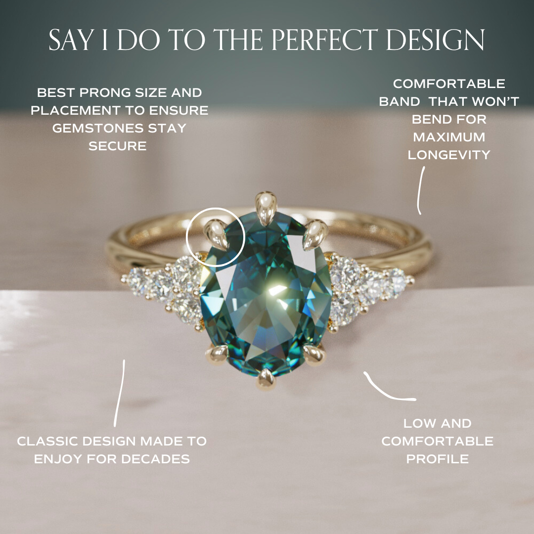 Celestial engagement ring Nature Inspired with Teal Sapphire By Valley Rose