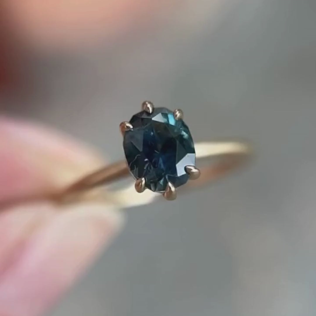 Brisa Oval Blue Sapphire Modern Unique Engagement Ring Solitaire